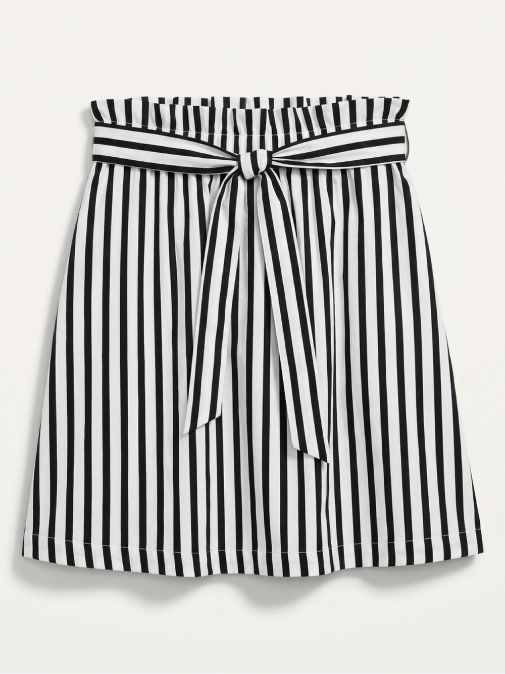 Rare Editions Black & White Striped Tie-Waist A-Line Skirt
